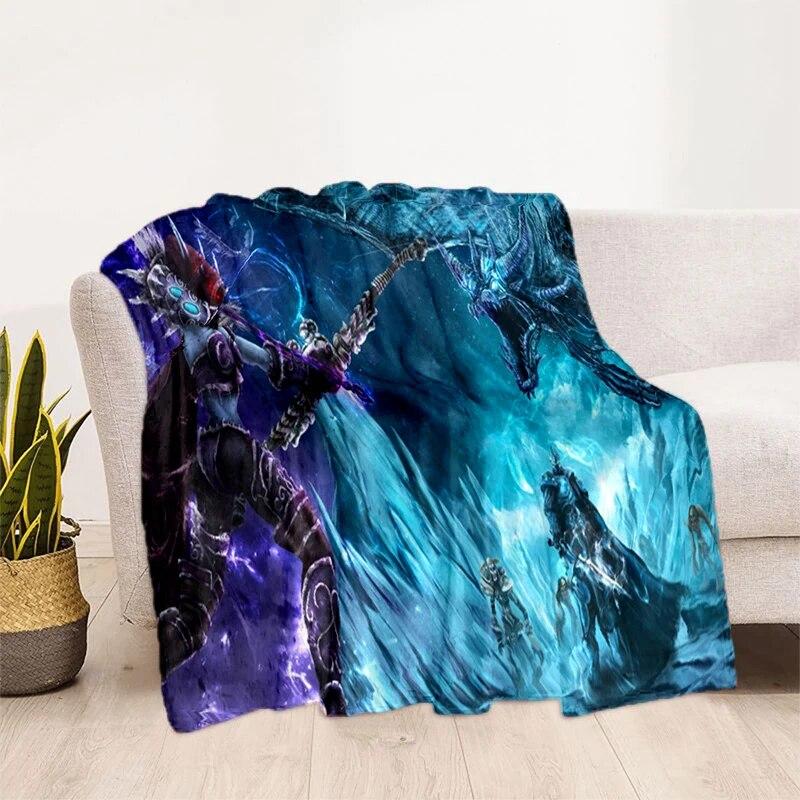 World of Warcraft Pattern Oversized Manta Sofa Bed Cover Soft and Hairy Blanket Plaid Soft Warm Flannel Throw Blankets Fans Gift