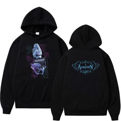 Addison Rae Dwustronny Nadruk Vintage Bluzy z Kapturem Mężczyźni Kobiety Oversize Moda Odzież Długi Rękaw Estetyka Mody Bluzy