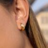 Yori High Quality Stainless Steel Shiny Cubic Zirconia Round Daily Hoop Earrings Versatile Popular PVD Waterproof Jewelry