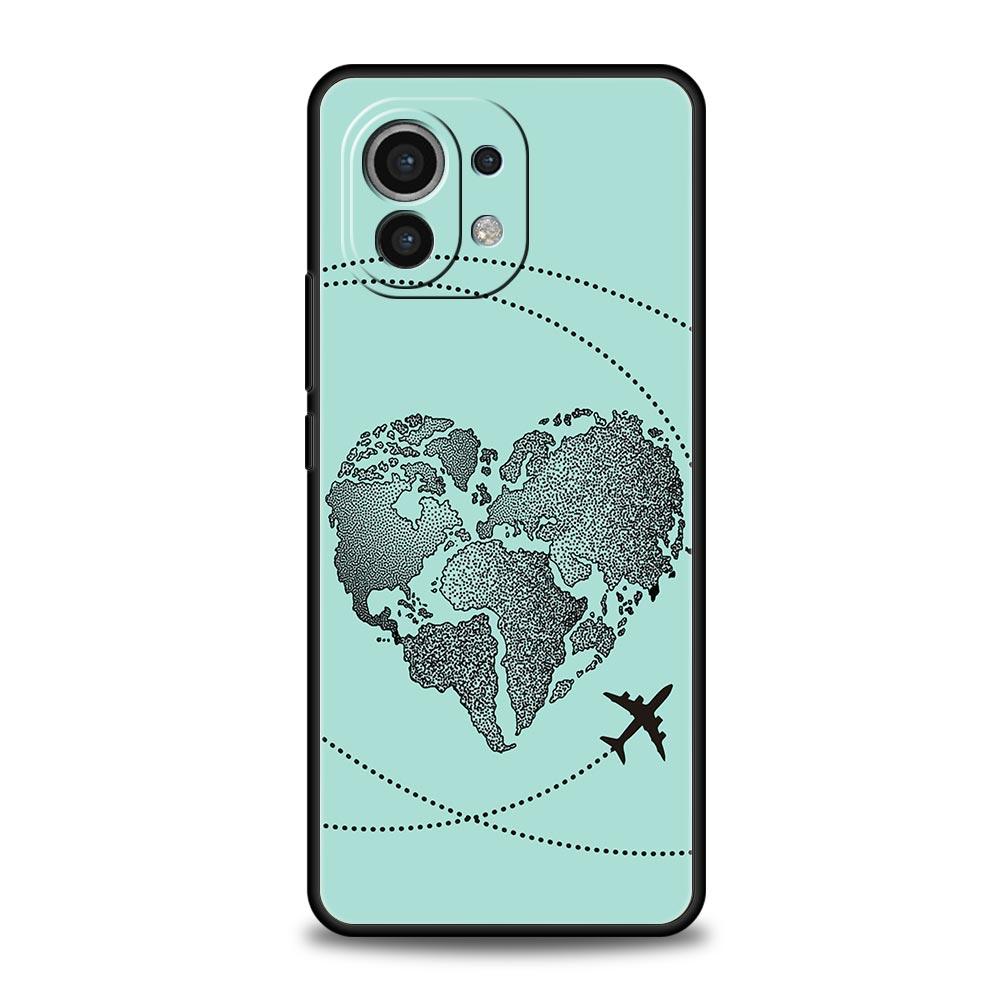 Fashion Planes World Map Travel Phone Case For Xiaomi Mi 15 14 Pro 13 Lite 10T 1 1T 12 13T 14T Poco X6 X5 X4 X3 NFC F3 F4 Cover