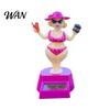 Solar Powered Car Toy Dashboard Decoration, Cute Beach Girl Swing ABS Plastic Decoration Ornament, Couple Style Dancing Figure for Vehicle Interior