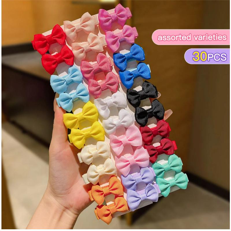 

15-90Pcs Mini Ribbon Hair Bows Clip For Girls Bangs Hairgrips Covered Safety Bows Headwear Kids Head Accessories