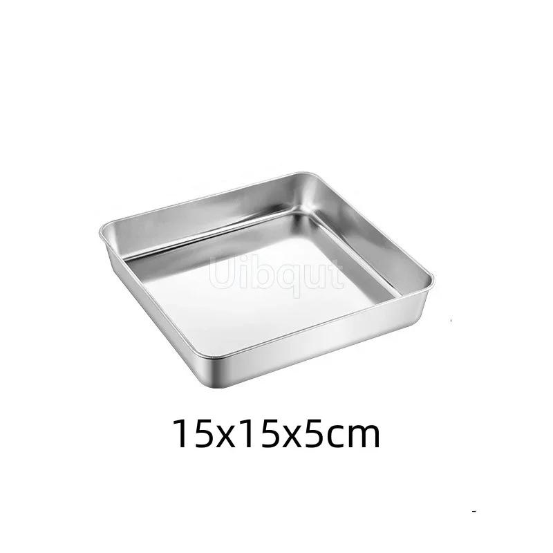 Golden Square Stainless Steel Food Service Tray plate set Nonstick Bakeware Fruit Cookie Bread Plate Kitchen Storage Container