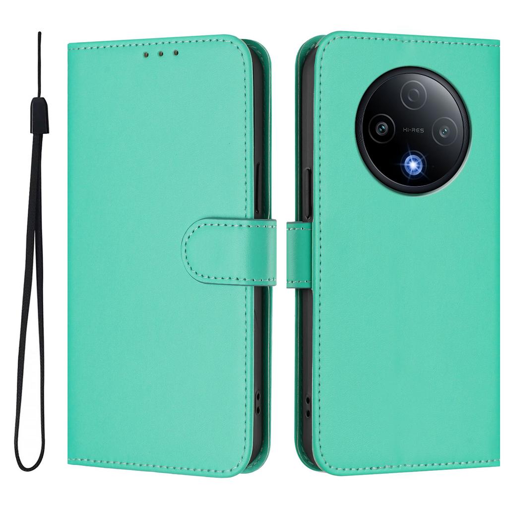 For Xiaomi Redmi 15 4G (EU) (171mm) Case Solid Color Wallet Leather Phone Cover with Strap