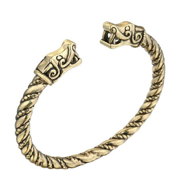 Punk Double Dragon Head Bangle Women Men Wristband Cuff Bracelets Nordic Viking Pagan Jewelry Party Christmas Gift Charm