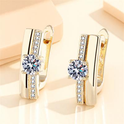 Female White Zircon Stone Round Hoop Earrings Vintage Fashion Gold Silver Color Wedding  For Women