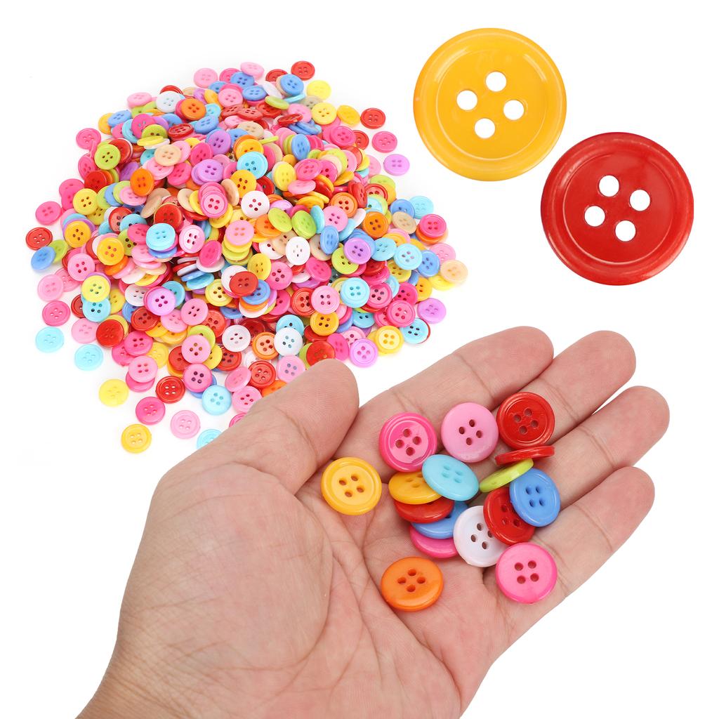 1000Pcs Mixed Color Buttons Plastic Sewing Manual DIY Clothing Accessories Hand Made Ornament(15mm )