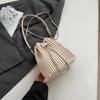 Black Bag For Women Fashion Pleated Strape Design Shoulder Bag Trend Drawstring Bucket Crossbody Bag Lady Pu Leather Bag Brand