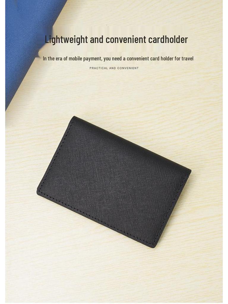 Customized Men's Genuine Leather RFID-Blocking Card Holder - Ultra-Thin Cowhide Crossgrain Design