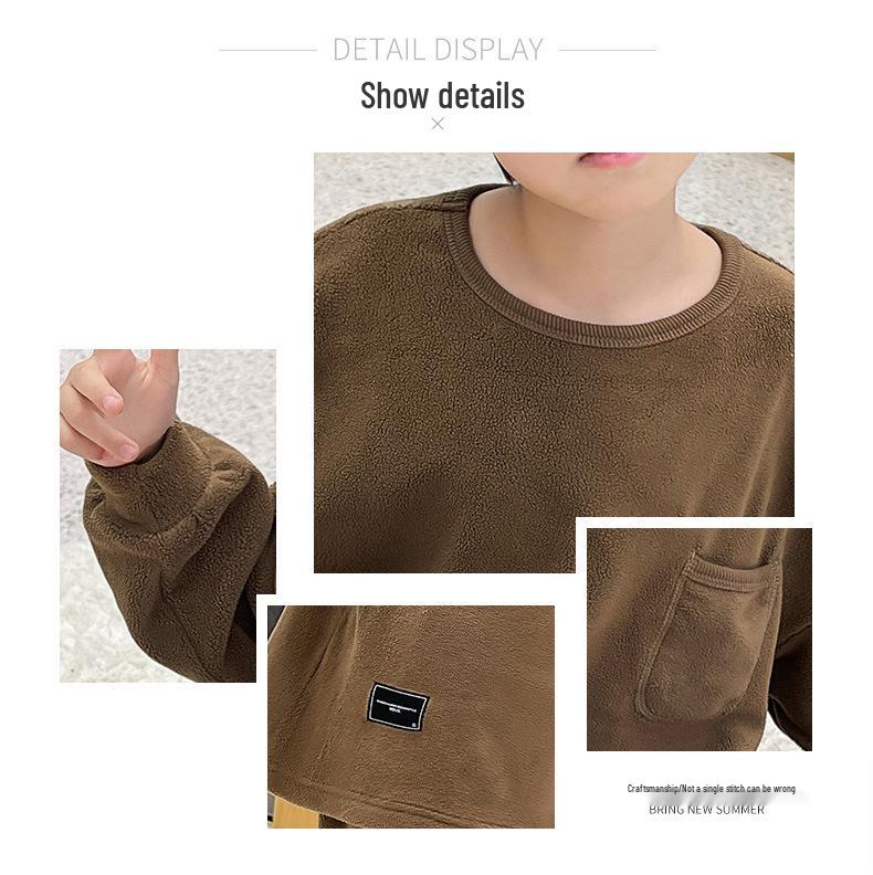 Boys' Autumn/Winter Fleece Pajama Set - Velvet, Mid/Large Kids