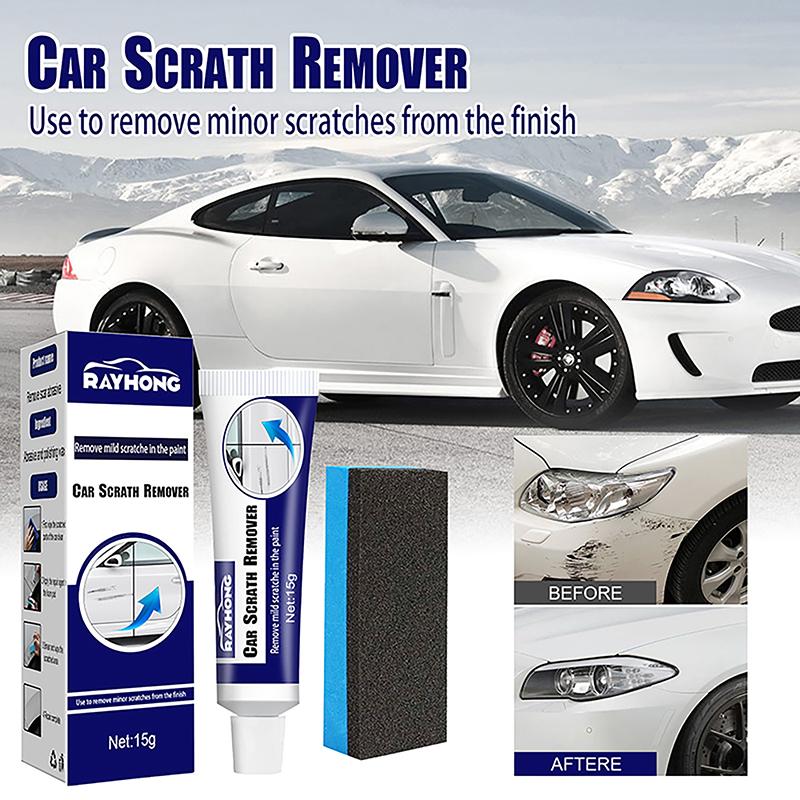 Set da 2 Pezzi Rimuovi Graffi Auto Pasta Lucidante Auto con Spugna Kit Cura Vernice Carrozzeria Auto Set Cura Lucidanti Auto Strumento di Riparazione