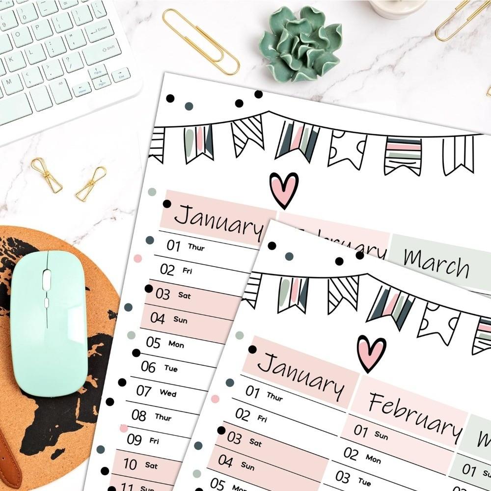 Aufgabenliste Zeitplan Großer Wandkalender 2026 365 Tage Planerblatt Heim Büro