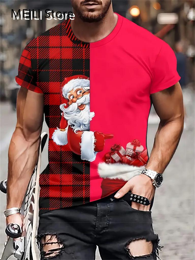 Christmas Unisex's T Shirt Funny 3d Santa Claus Print T Shirts Casual Pullover Short Sleeve Fashion Shirts Graphic Tees Sweatshirt