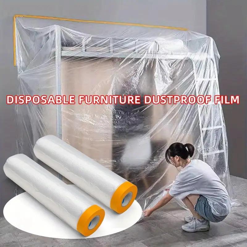 1PC 20m/787.4in Tape and Drape, Pre-Taped Masking Film, Adhesive Plastic Painting Drop Film, Multi Use Paint Masking Paper