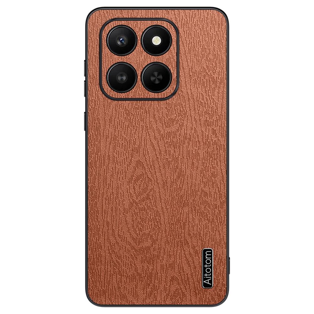 For Honor 400 Smart 5G/4G/X7d 4G Case Wood Texture PU Leather Coated PC TPU Phone Cover