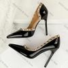 Fashion 2025 Shoes Rivet Design Women Pumps Patent Leather High Heels 10.5 CM Stiletto Sexy Party Shoes Women Heels Large Size 43