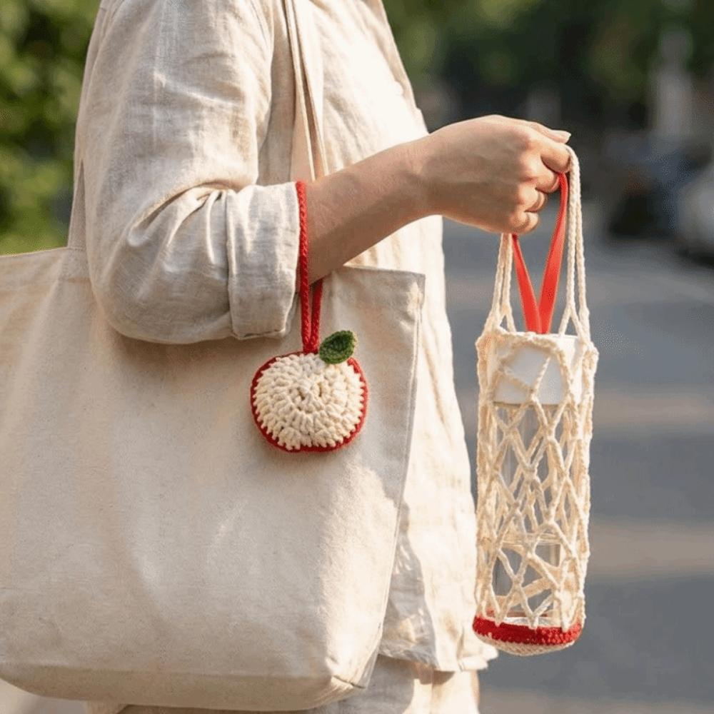 Sac en Maille Pliable Forme Fruit pour Fruits Sac de Rangement pour Petits Objets Porte-Gobelet Accessoire pour Tasse