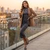 Women's Elegant Leopard Print Long Sleeve Bodycon Dress for Fall and Winter