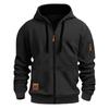 Men's Casual Jacket with Zipper and Multiple Pockets