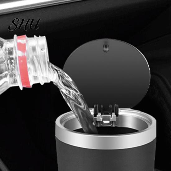 Durable And Waterproof Trash Can One-Handed Car Bin Convenient Compact Space-Saving Garbage One-handed Closing for Vehicle Interior Ideal Cup Holders