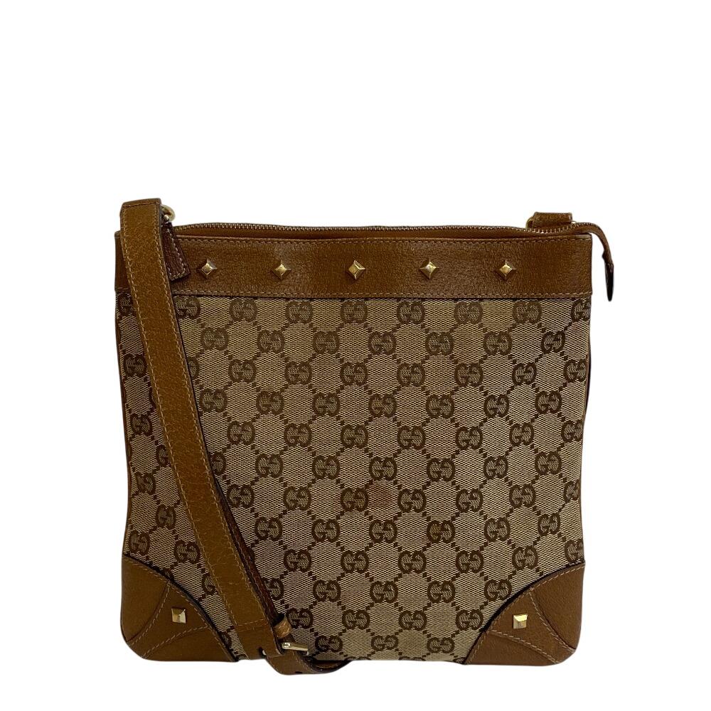 GUCCI 120893 Studs crossbody GG canvas GG canvas Shoulder Bag Brown GG canvas unisex Used