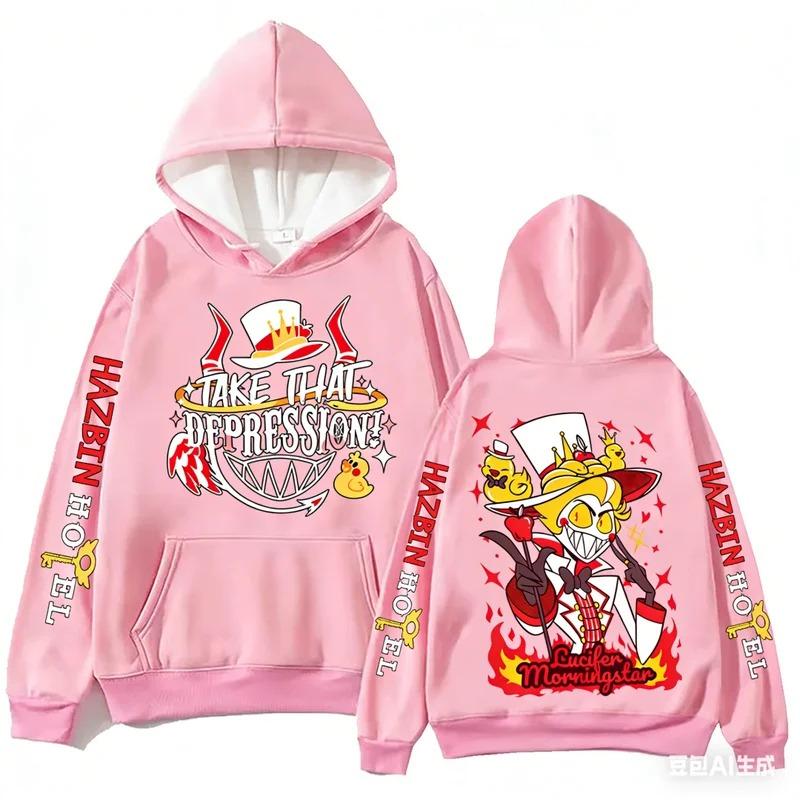 Popular Anime Pattern Hoodie For Men Women Hazbin Hotel Hooded Sweatshirt Trend Street Unisex Clothes Fashion Clothing