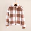 Checked Top Women's Long-sleeved Pullover Plaid Print Crew Neck Double-sided Plush Regular Plush Sweater
