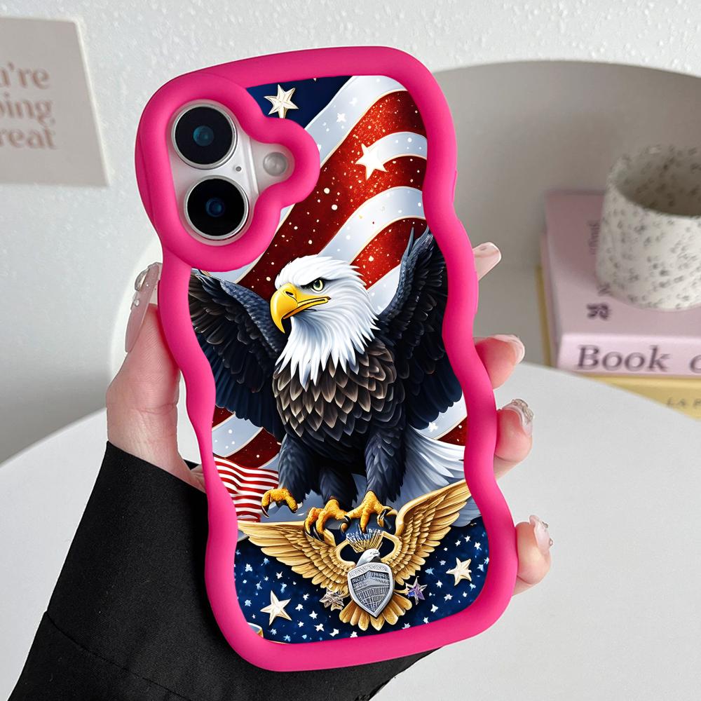USA Amerikansk flagga Vågig kant TPU Mobilskal för iPhone 17 16 15 14 13 12 11 Air Pro Max Plus Färgglatt Fodral