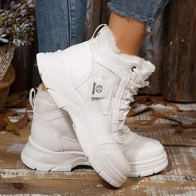 Plus Size 45 Fashion Winter Sneakers for Women Plush Warm White Platform Sports Shoes Woman High Top Thick Sole Vulcanized Shoes