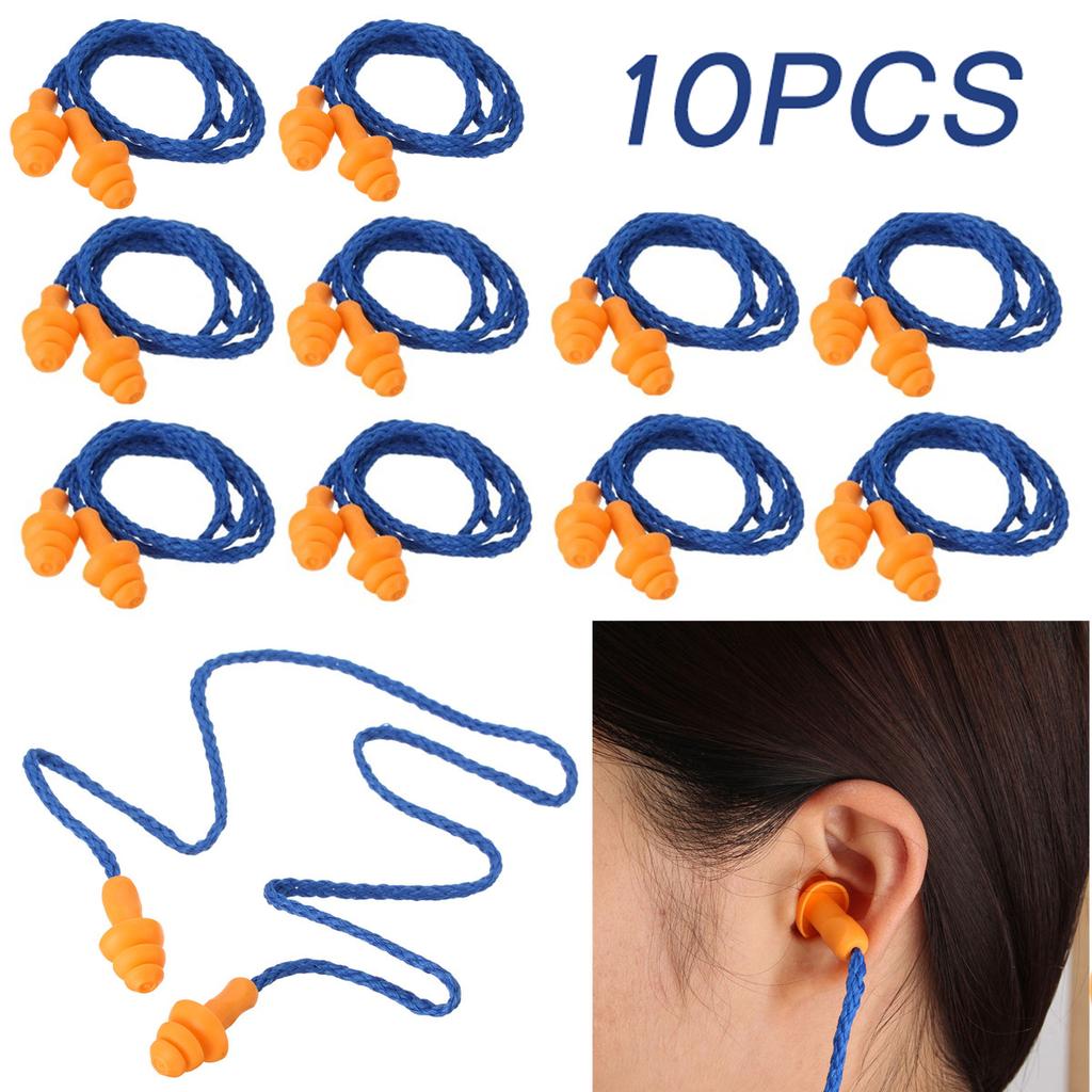 Buy 1/10Pcs Soft Silicone Corded Ear Plugs Ears Protector Reusable