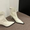 Black Pointed Short Boots Femininity Thin Fashion High Heel Boots Rear Zipper Versatile Thin Heel Thin Boots