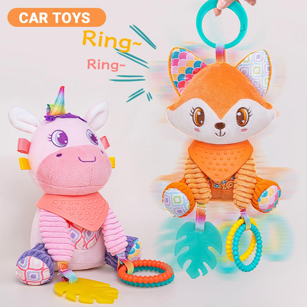 Weiches Hängendes Knisterndes Quietschendes Sensorisches Lernspielzeug Kinderwagen Autositz Gitterbett Reise Plüschtier Windspiel mit Beißring Jungen Mädchen