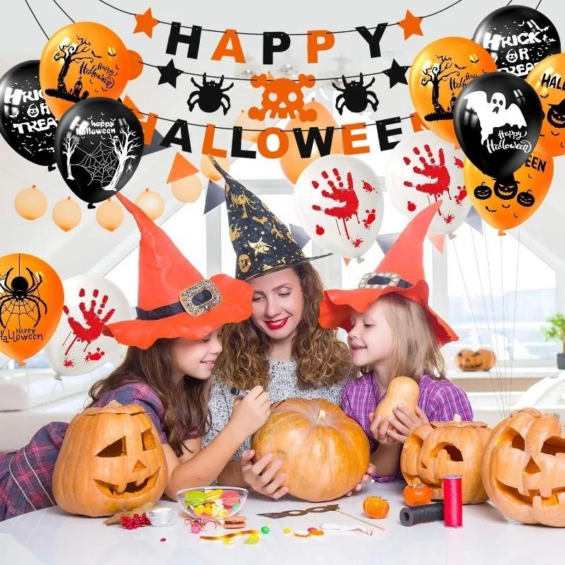 10-50pcs Halloween Balloons Large Latex Balloon Black Orange Pumpkin Spider Inflatable Balls Toys Globos Halloween Party Decor