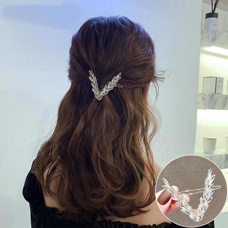 Luxury Shining Crystal Hair Clip For Women V Shape Buckle Hairpins Girls Hair Accessories Headwear Fashion Ornaments Gift