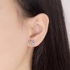 Guochao Peach Blossom Rose Flower Earrings with Pink Diamond-Plated Silver Studs for Women