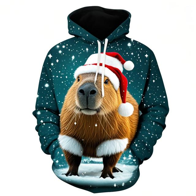 Толстовка с капюшоном для мальчиков с принтом капибары 3D — фото 9