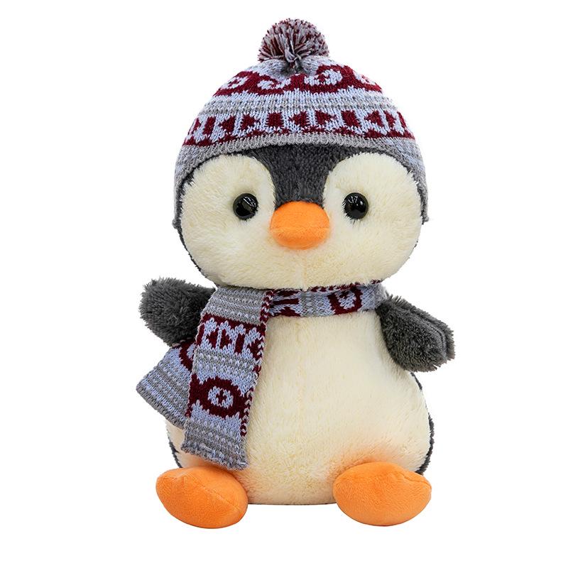 Children's Winter Hooded Scarf Penguin Plush Backpack Doll
