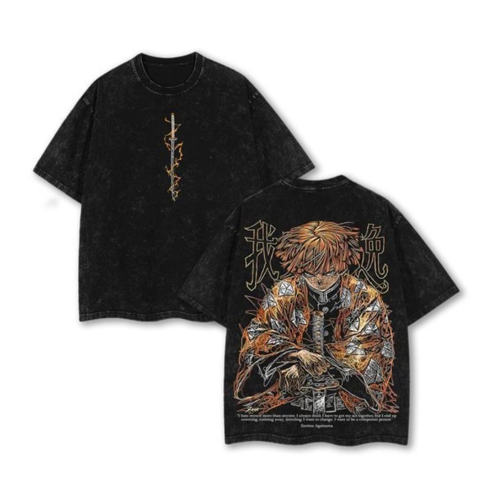 Cartoon Print Casual Shirt Washed T-Shirt for Casual Outdoor Daily Wear Men's and Women's T-Shirt