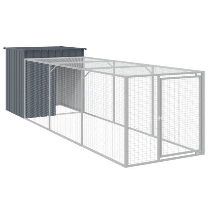 VidaXL Chicken Coop with Run Anthracite 110x405x110 Cm Galvanized Steel 3189089