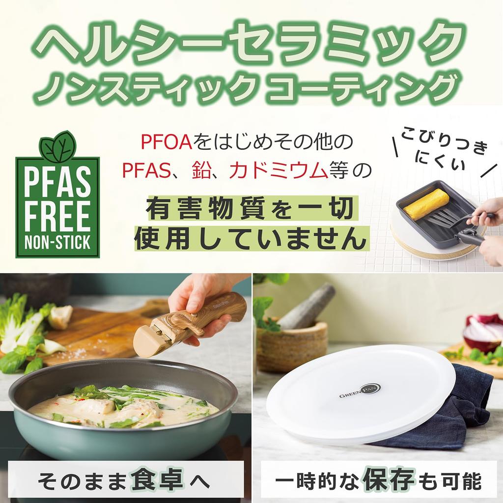 Limited Green Pan Click Chef Set Smoky Blue Mayflower Color [Online Color] 5-piece