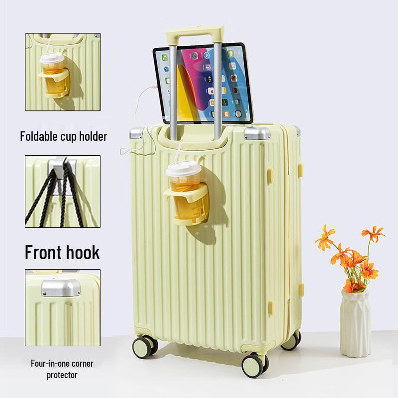 Lishen Multi-functional Carry-on Suitcase with Cup Holder
