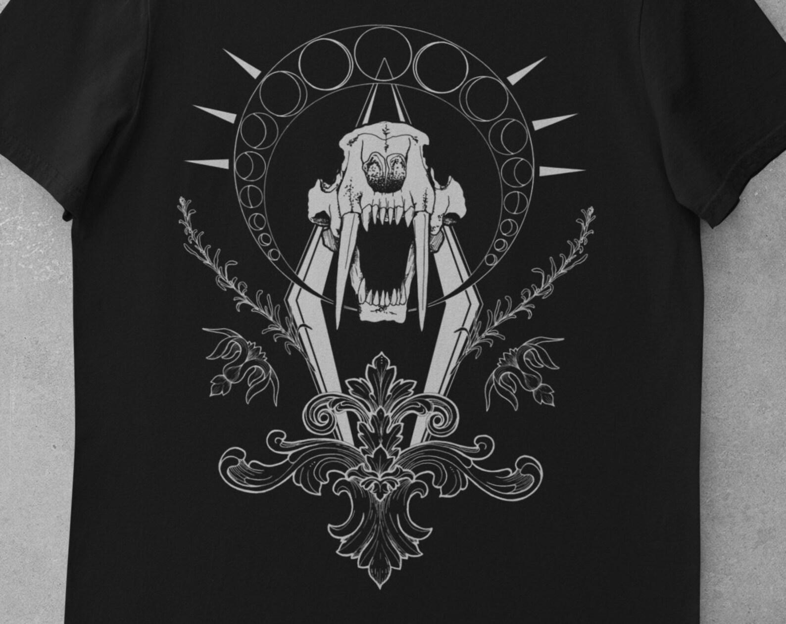 Skull Moon Phases T-Shirt: Wiccan Goth Unisex Clothing L