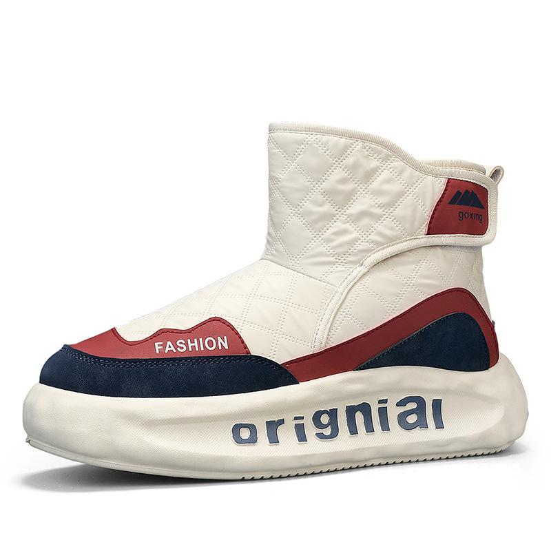 

Мужские новые зимние ботинки на платформе с толстой бархатной подкладкой, хлопковые ботинки на липучке, теплые и морозостойкие, короткие ботинки 44