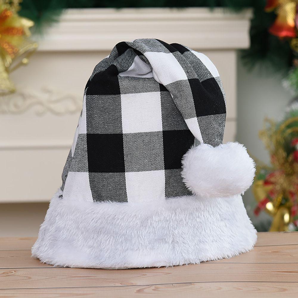 Cute Korean Plush Plaid Kids Adult Snowflake Children Hat Warm Cap Christmas Hat Santa Claus Hat
