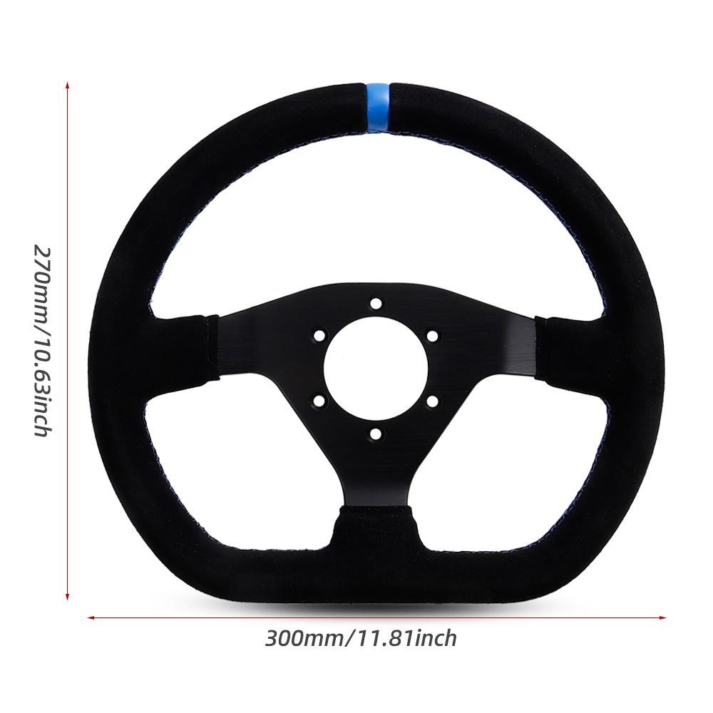 300mm Racing Steering Wheel Flat Suede Car Drift Pc Game Wheels Control Universal PCD-70mm