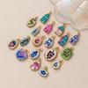 Modern Elliptical Jewelry Component Floral House Print Accessories Stainless Steel Charm for Handmade Enthusiasts