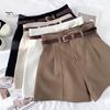 Women Suit Shorts High Waist Zipper Fly Solid Color Casual Suit Shorts with Pockets Versatile Summer Shorts