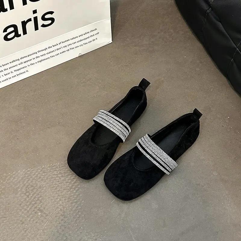 Fashion Ladies Footwear Silver Diamond Rhinestone Loafers Yellow with Crystals Comfortable and Elegant Social Popular Women's Flat Shoes