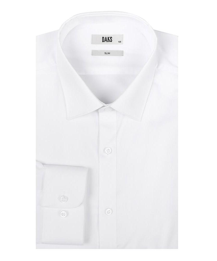DAKS SHIRTS Easy Care Stretch Solid Shirt Slim Fit White_Dmp2Shdl301A1