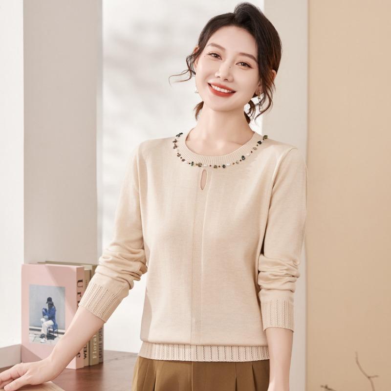 New Middle-aged Mother Autumn Clothes Bottoming Sweater Middle-aged and Elderly Women's Autumn and Winter Knitted Sweater On Clothes